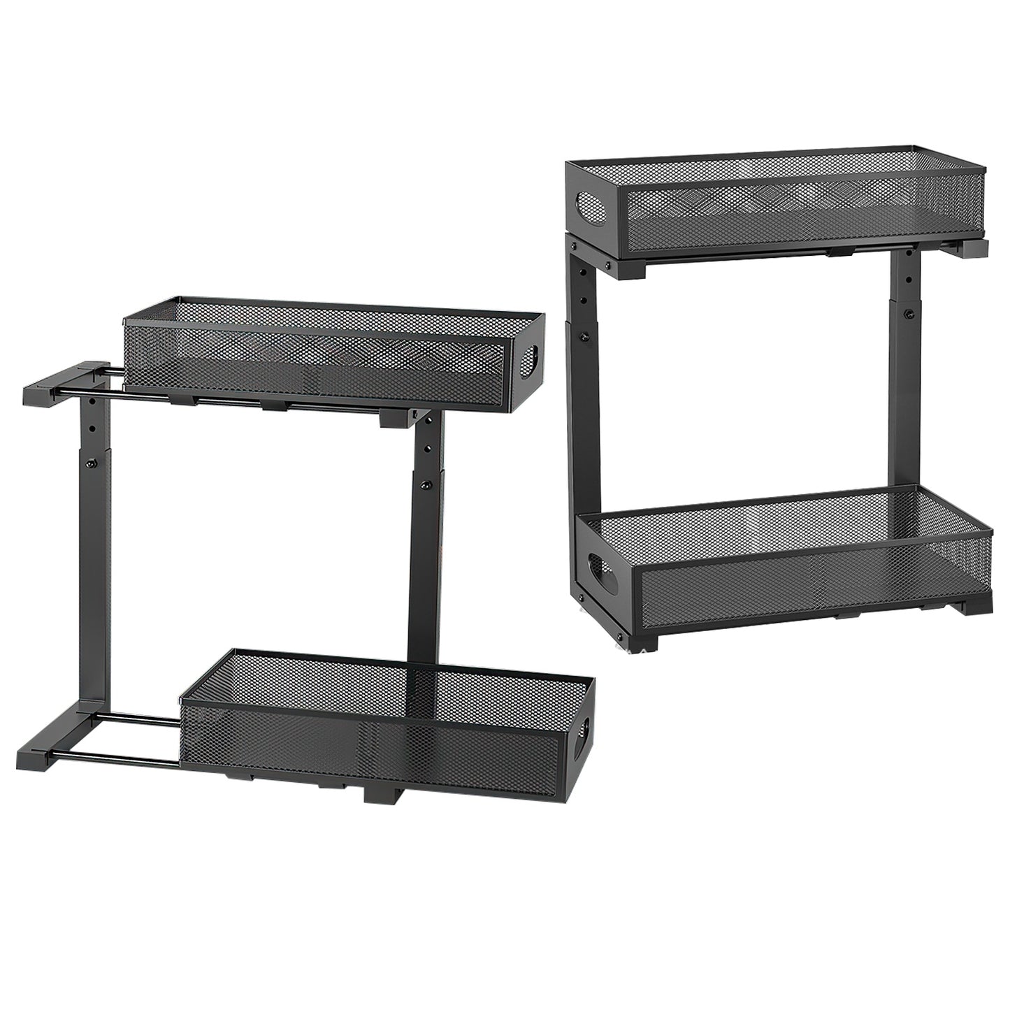 2-Pack 2-Tier Pull-Out Under Sink Organizer with Adjustable Height – Sliding Cabinet Storage for Kitchen & Bathroom