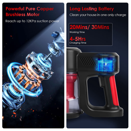 2-in-1 Cordless Stick Vacuum and Power Mop with 180° Foldable Rod