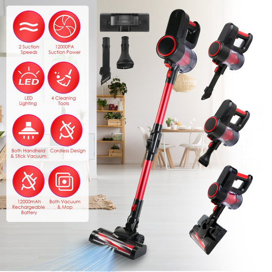 2-in-1 Cordless Stick Vacuum and Power Mop with 180° Foldable Rod
